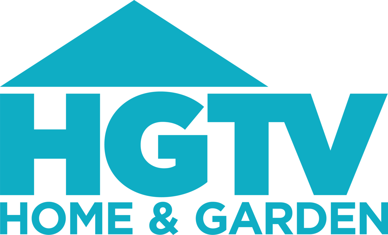 HGTV Home & Garden logo in blue on a transparent background