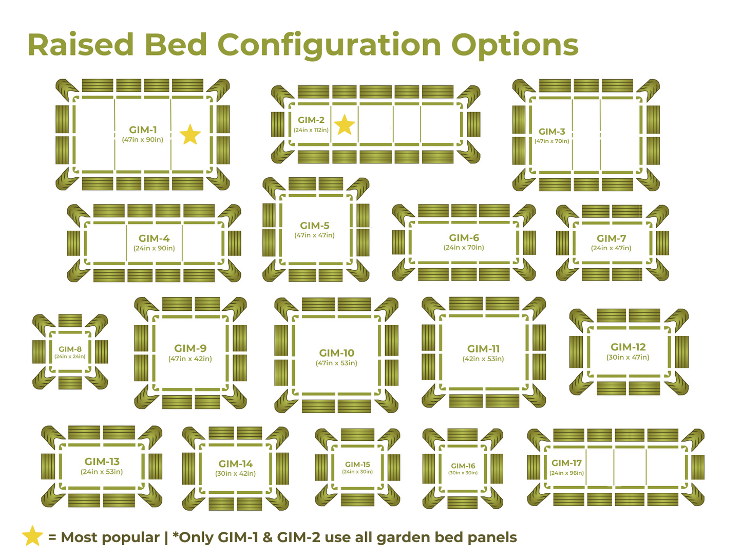 17in Tall 17-in-1 Metal Raised Garden Bed Configuration Options