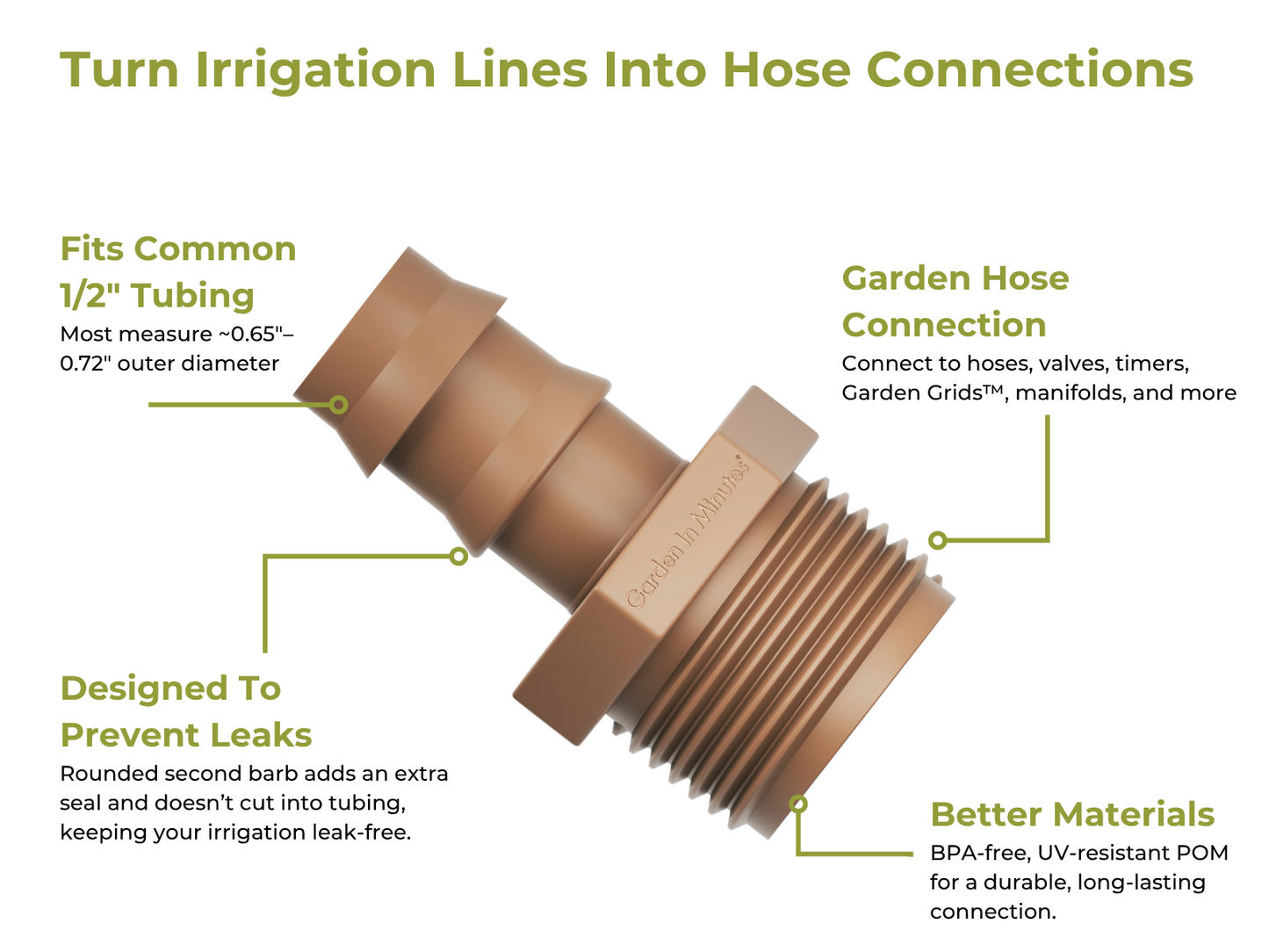 GIM™ 1/2" Irrigation Line to Hose Adapter