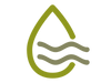Green water drop icon with two wavy lines inside