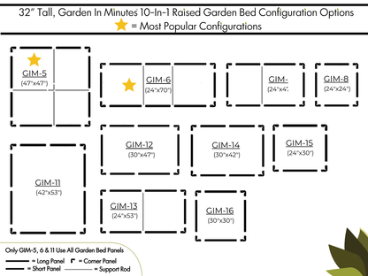 32 Inch Tall 10 in 1 Raised Garden Bed