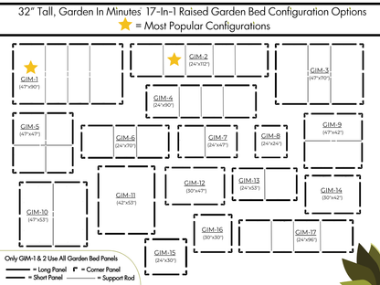 32 Inch Tall 17 in 1 Raised Garden Bed