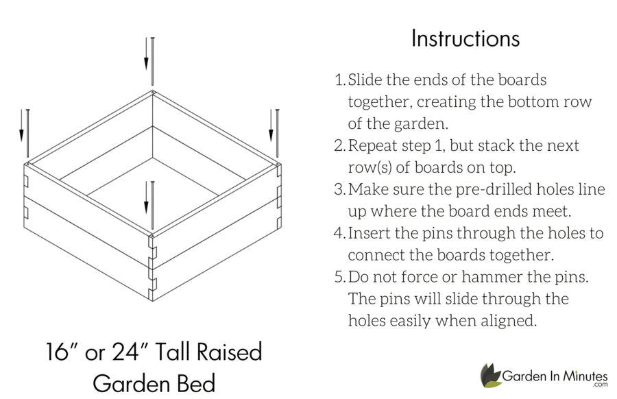 Raised Garden Bed Assembly 16" Height