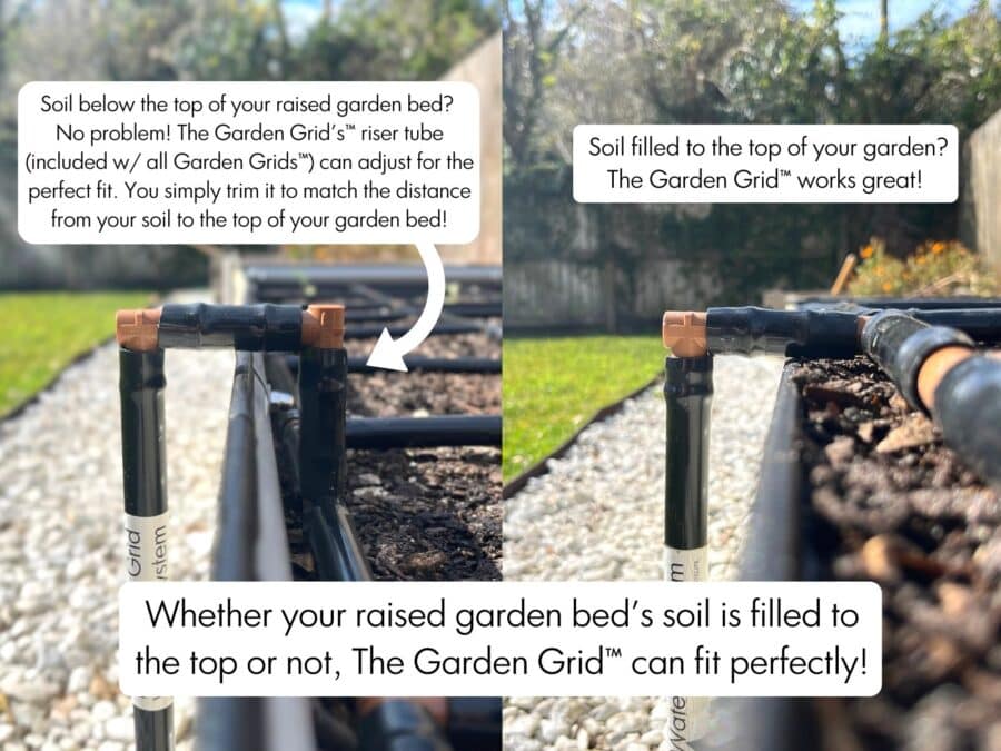Filled to the top with soil or not, the Garden Grid works great! Risers come with all Garden Grids