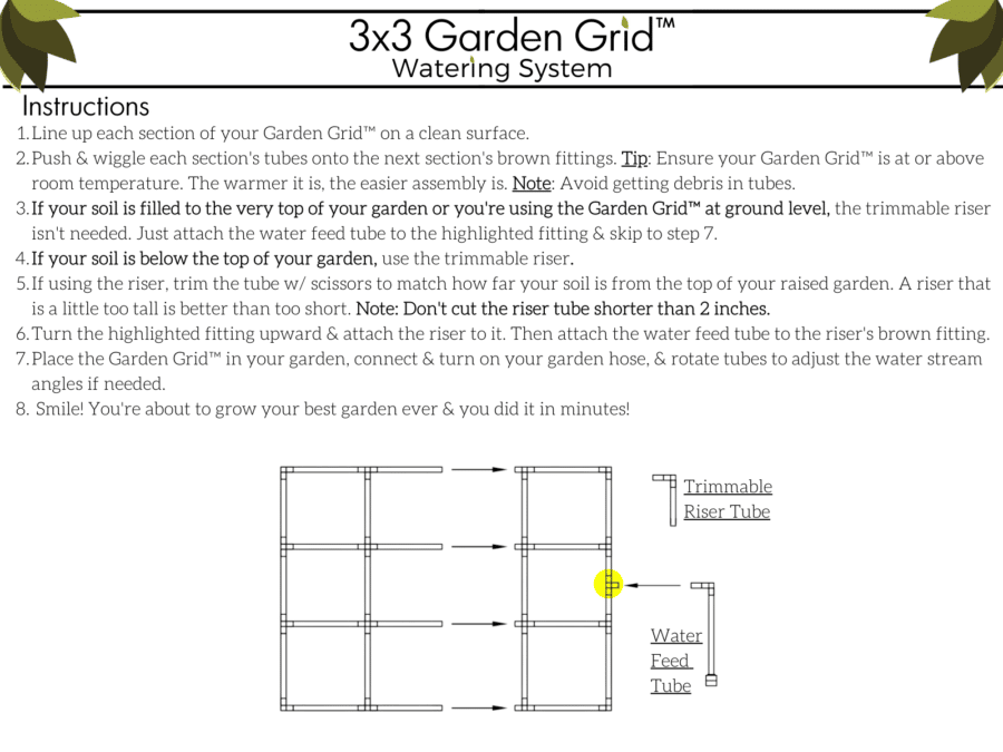 3x3 Garden Grid Assembly Instructions