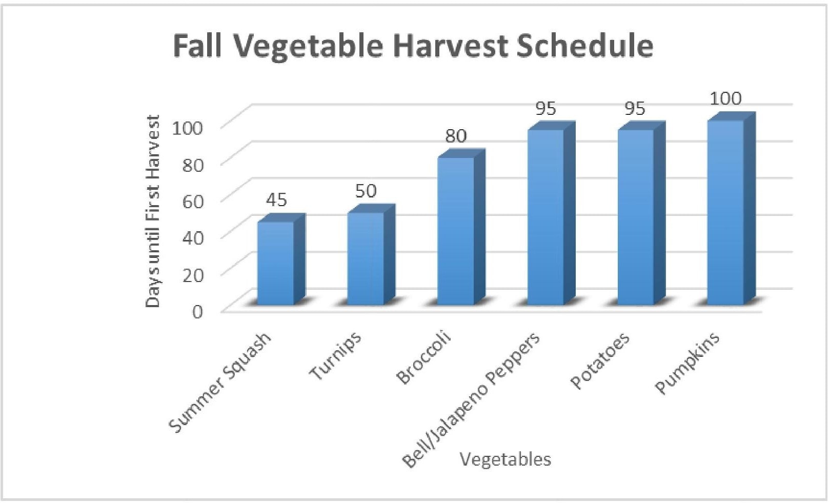 fall garden vegetable harvest times