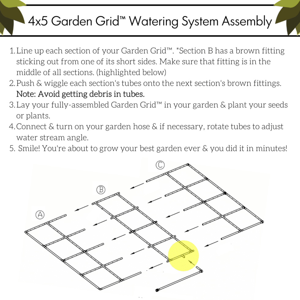 4x5 Garden Grid watering system assembly
