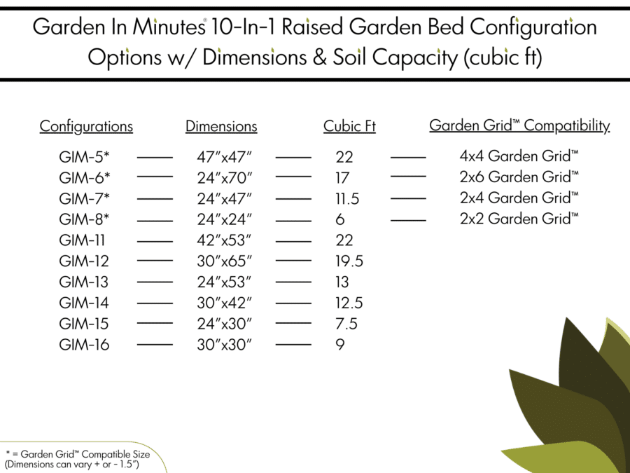 10 in 1 Raised Garden Bed Configurations with Dimensions