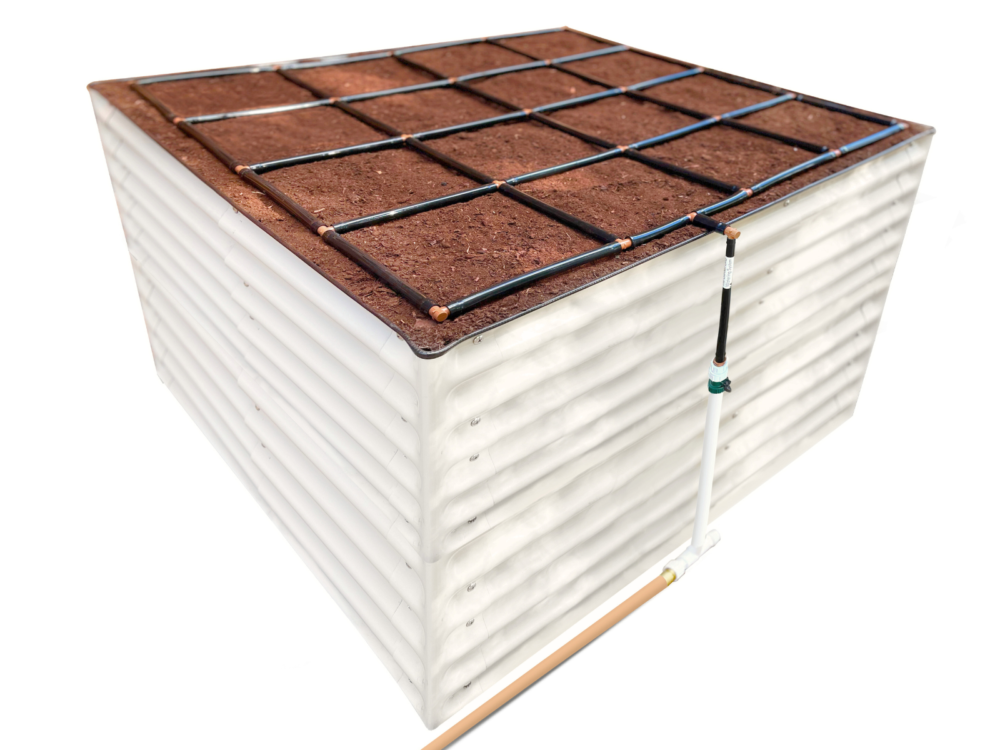 32" Tall 4x4 Metal Raised Garden Bed Bundle - Raised Bed, Garden Grid Watering System, Manifold