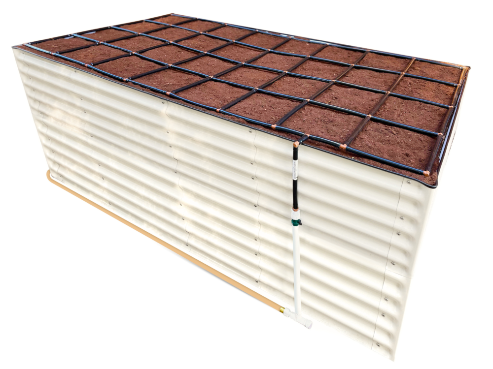 32" Tall 4x8 Metal Raised Garden Bed Bundle - Raised Bed, Garden Grid Watering System, Manifold