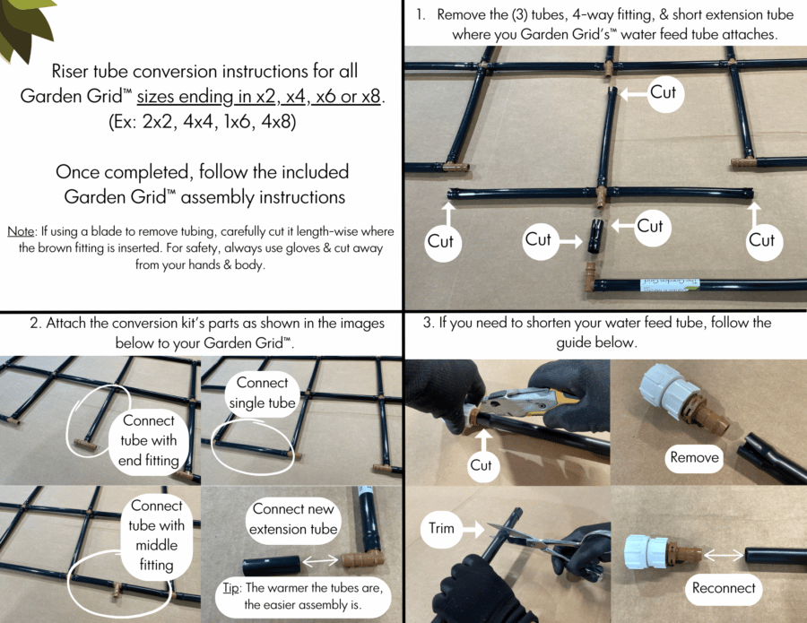 Riser Conversion Instructions - 'Even' Numbered Garden Grids