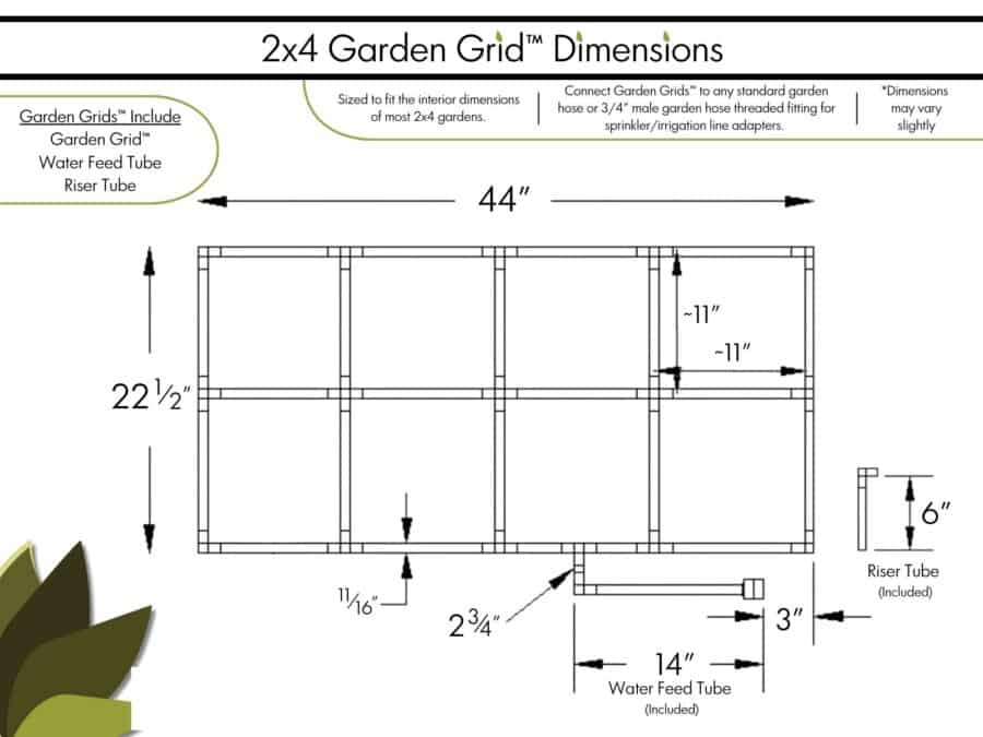 2x4 Garden Grid - Dimensions