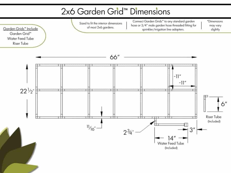 2x6 Garden Grid - Dimensions