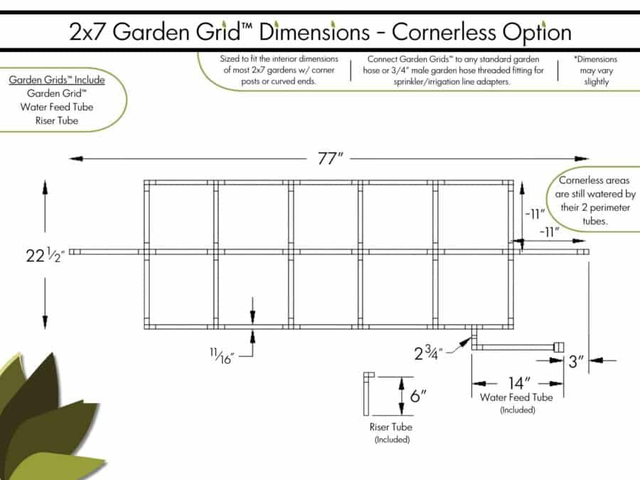 2x7 Garden Grid Cornerless - Dimensions