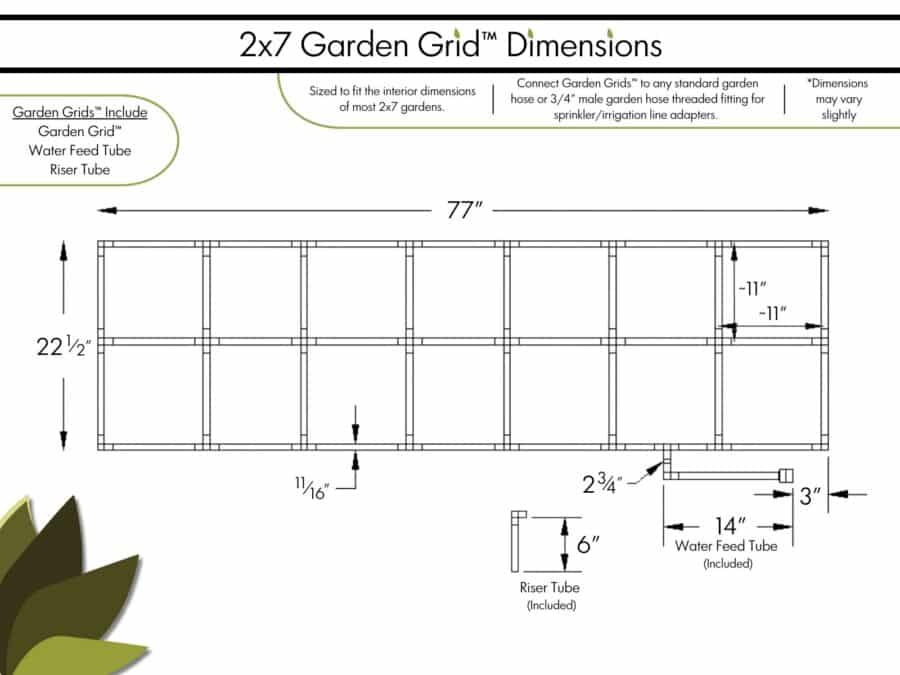 2x7 Garden Grid - Dimensions