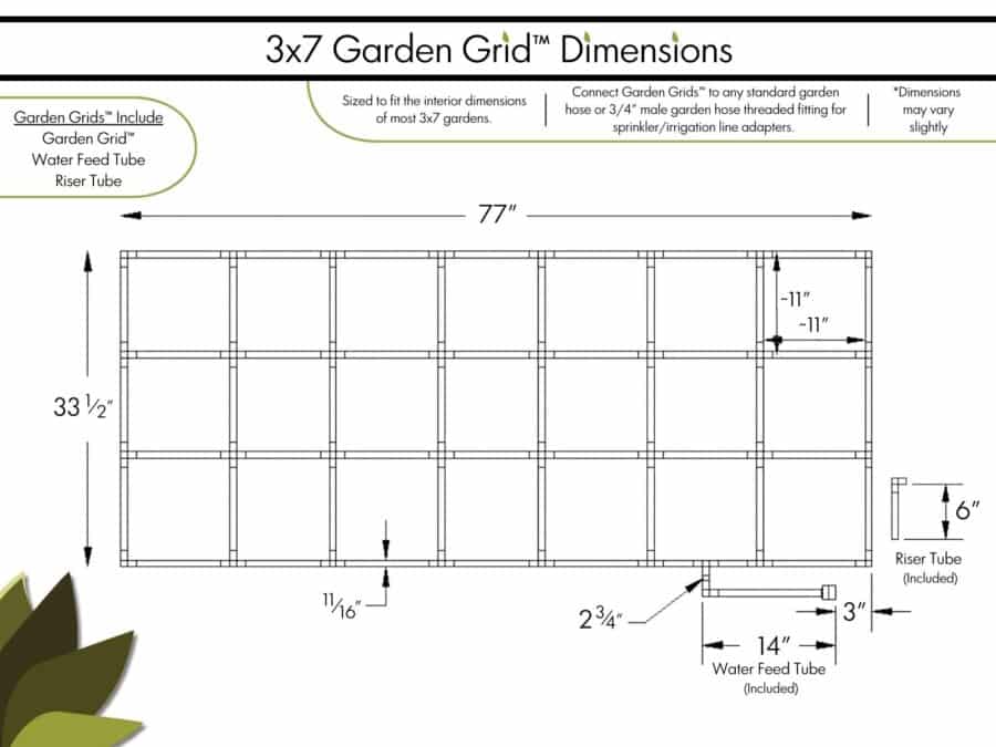3x7 Garden Grid - Dimensions