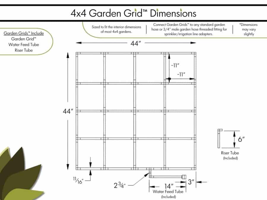 4x4 Garden Grid - Dimensions