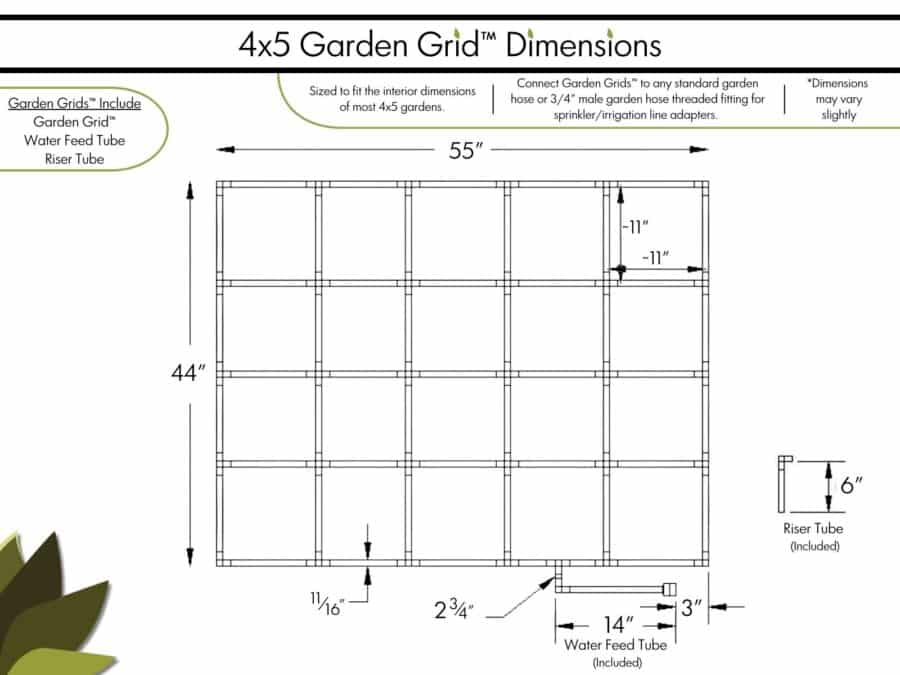 4x5 Garden Grid Standard - Dimensions