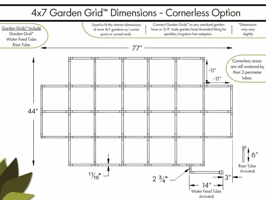 4x7 Garden Grid Cornerless - Dimensions