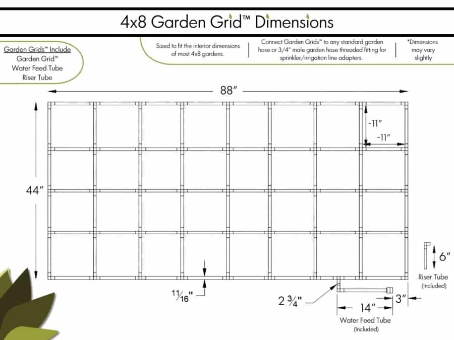 4x8 Garden Grid - Dimensions