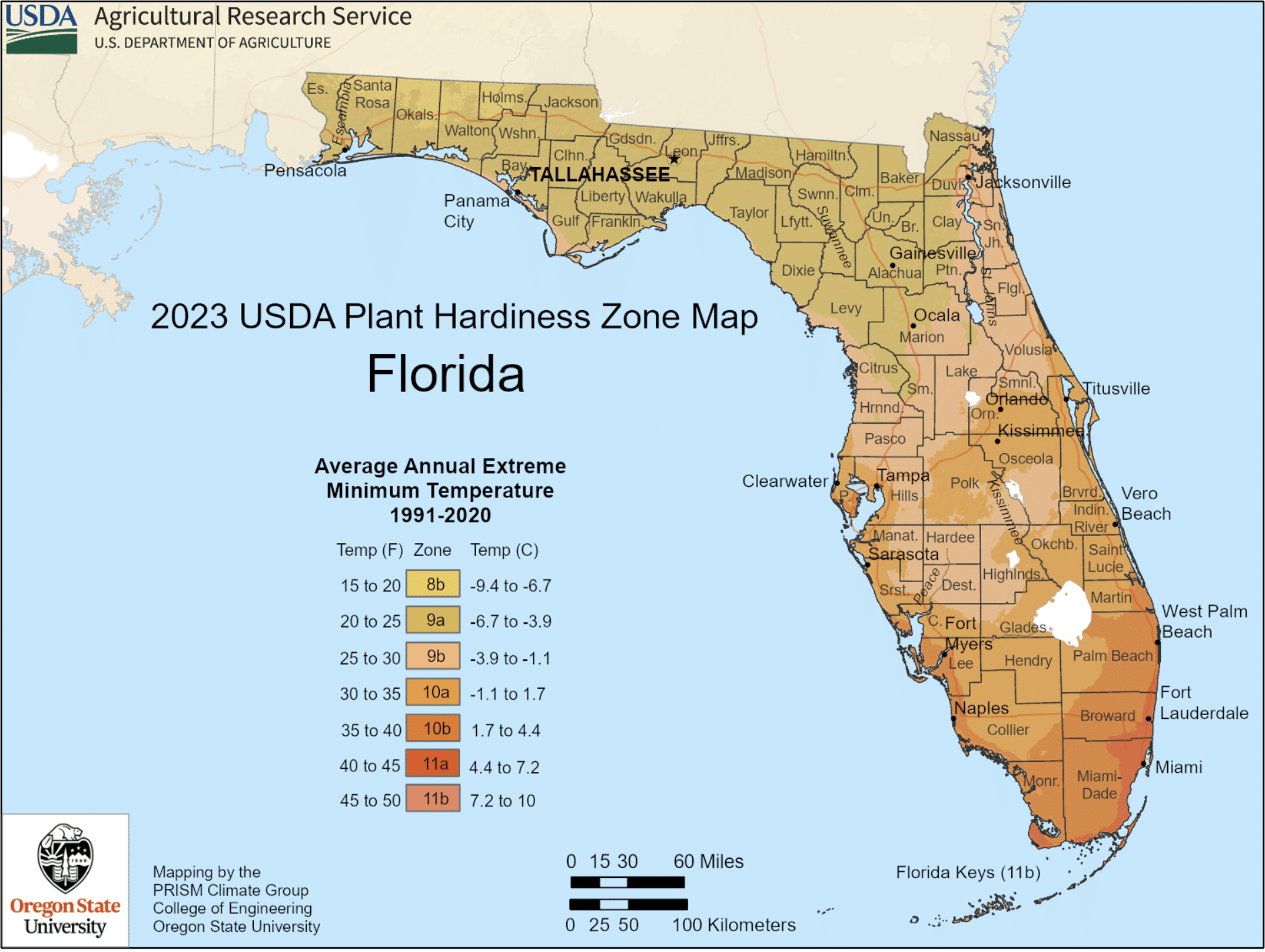 Florida Growing Zone Map New 2023