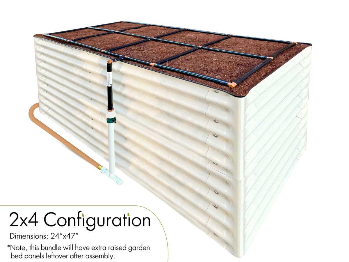 32" Tall 2x4 Metal Raised Garden Bed Bundle - Raised Bed, Garden Grid Watering System, Manifold