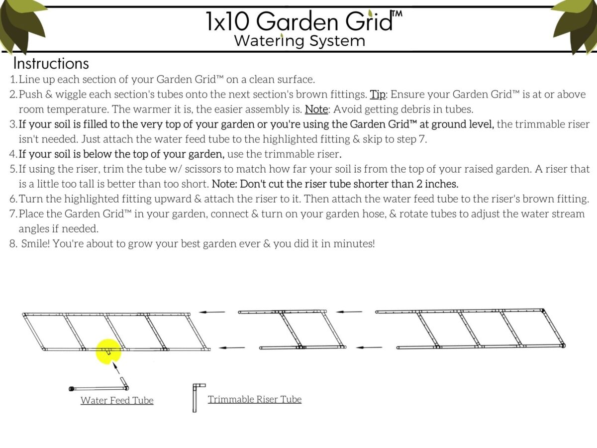 1x10 Garden Grid Assembly Details